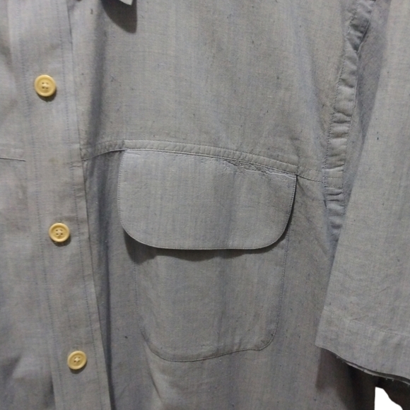 Vintage Orvis Fishing Lightweight Short Sleeved Chambray 1 Pocket Button Down L - Picture 3 of 11